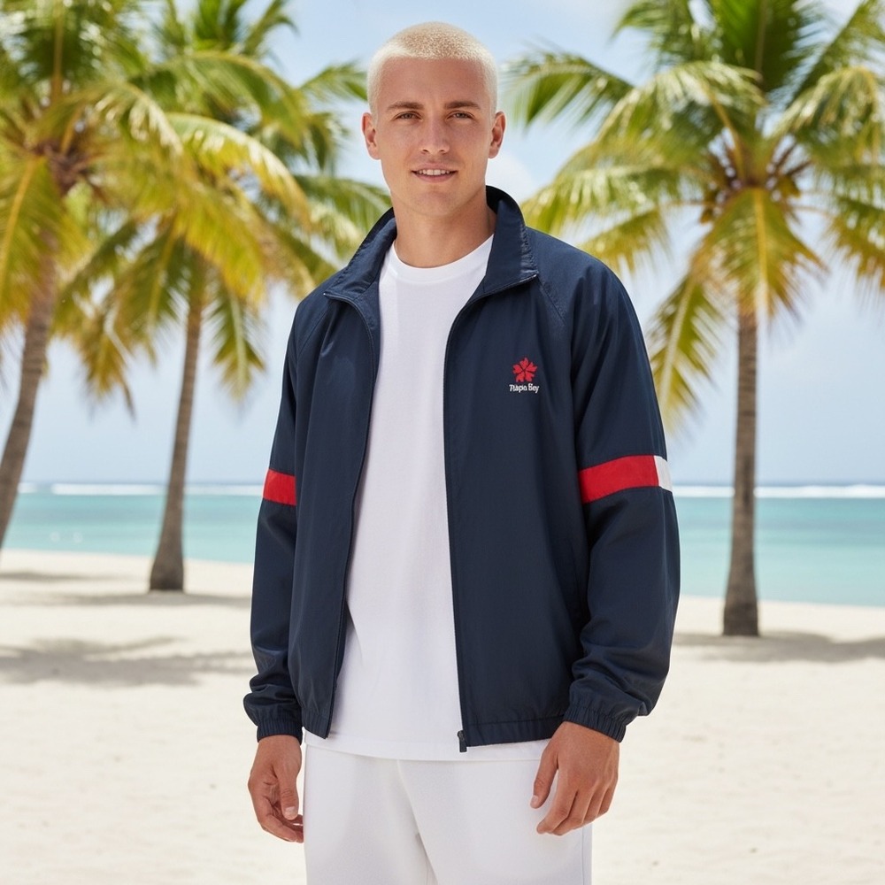 Vintage Tommy Hilfiger Golf Navy Windbreaker Poipu Bay Fleece Lined XL 105439